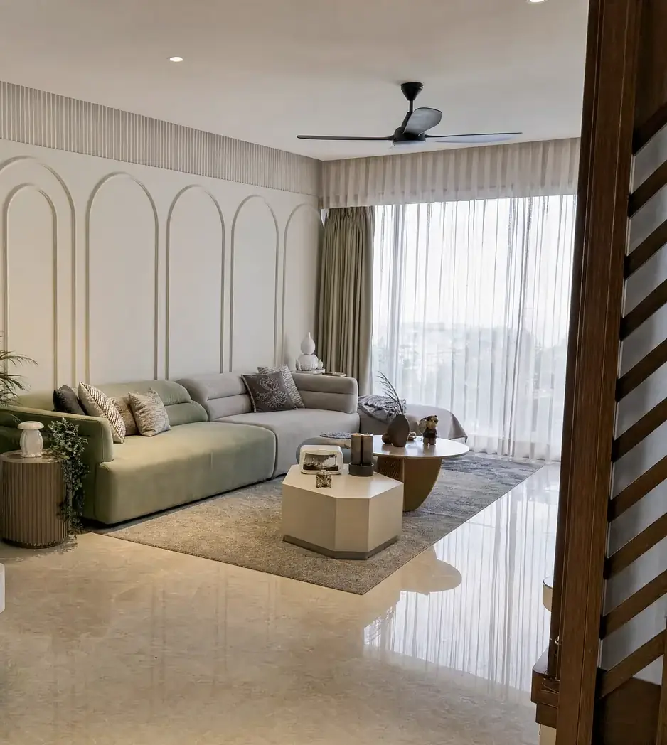 A renovated Karachi living room — design image, shared openly as an illustration